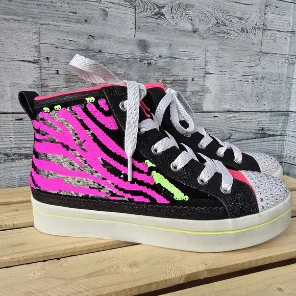 Skechers Flip Kicks Sneakers 314025L High Top Neon Pink Green Neon Youth Size 5 - Picture 6 of 12